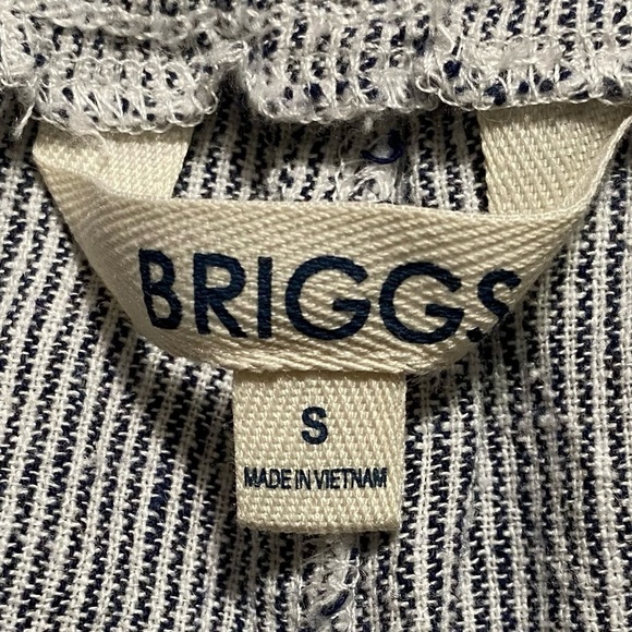 Briggs Linen Blend Pinstriped Shorts S Navy/White Casual Pull-On Cuffed Hem NWT - Picture 7 of 8